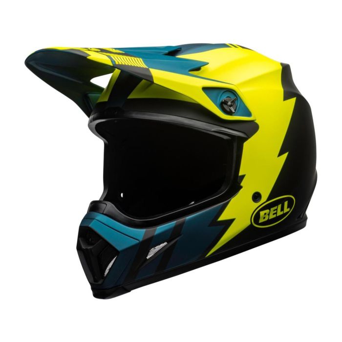 BELL MX-9 Mips Motocross-Helm Strike Matt Blau/Gelb | Gear2win.de