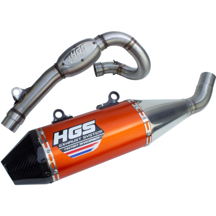 HGS - KTM/HSQ EXC-F/FE 450/500 20- Auspuff Alu Orange Kohlenstoff Endkappe