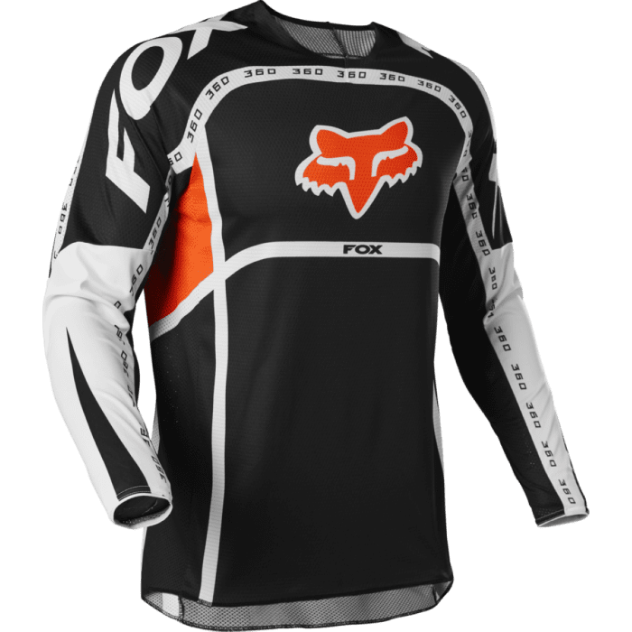 Fox 360 Dvide Motocross-Shirt Schwarz Weiß Orange | Gear2win