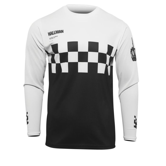 THOR HALLMAN Motocross-Shirt DIFFER CHEQ Schwarz/Weiss | Gear2win