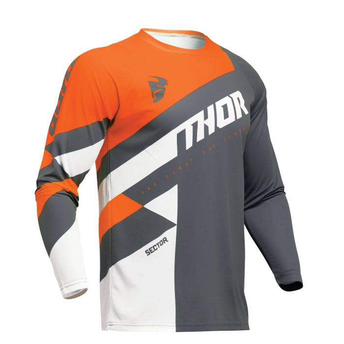 Thor Jugend Motocross-Shirt Sector Checker Grau/Orange | Gear2win.de