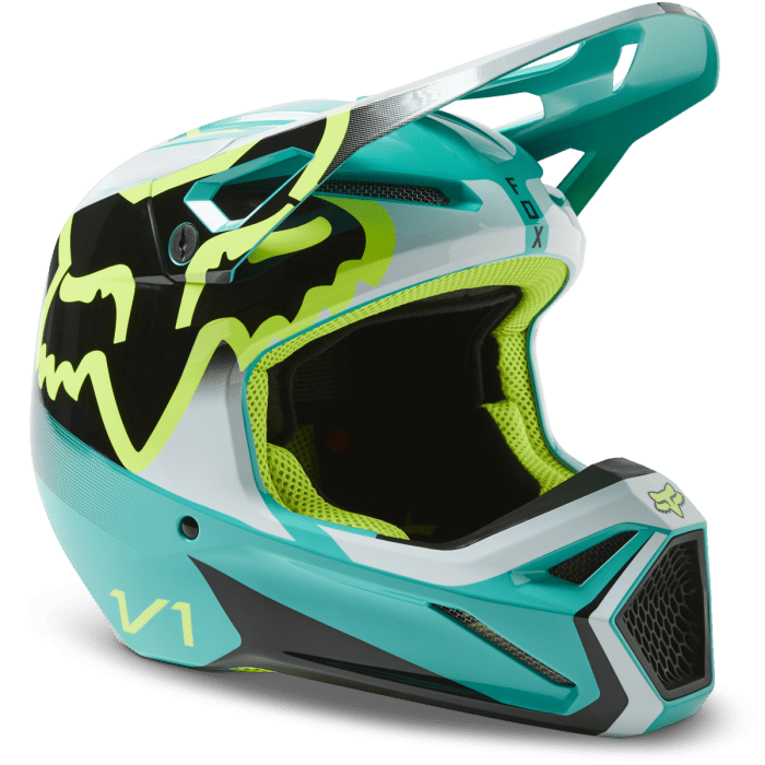 FOX Jugend V1 Leed Motocross-Helm Dot/Ece Teal | Gear2win.de