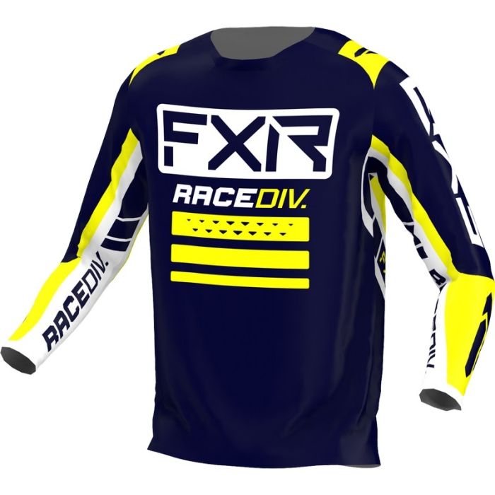 FXR Clutch Pro MX Motocross-Shirt Dunkel Blau/Weiss/Gelb
