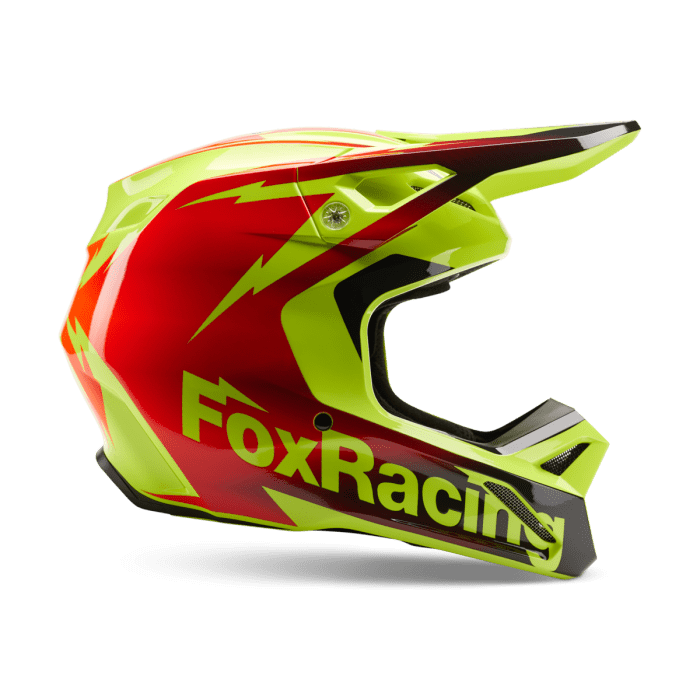 Fox Jugend V1 Statk Motocross-Helm Rot/Gelb | Gear2win.de