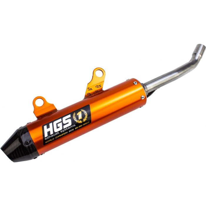 HGS - KTM/HSQ SX/TC 150 19- Schalldämpfer Alu Orange Kohlenstoff Endkappe