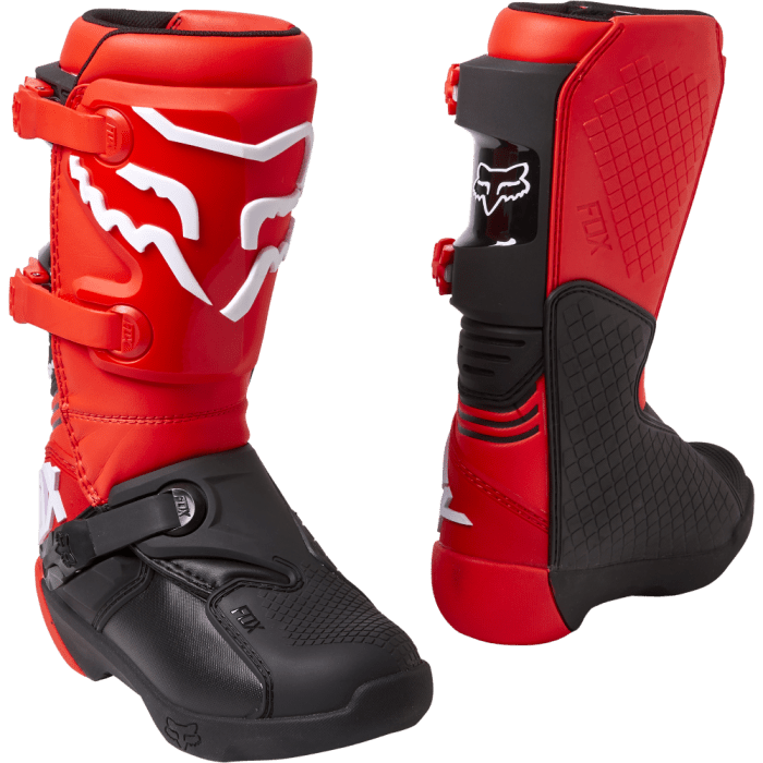 Fox Comp Motocross-Stiefel für Jugend Buckle Fluo Rot|Gear2win