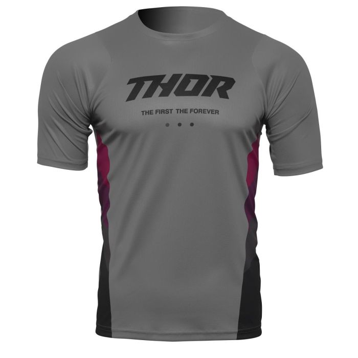 THOR Mountainbike-Shirt mit kurzen Ärmeln ASSIST REACT Grau/Paars | Gear2win