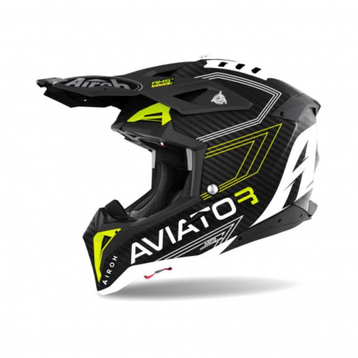 Airoh Motocross-Helm Aviator 3 Primal Kohlenstoff Flat Gelb | Gear2win