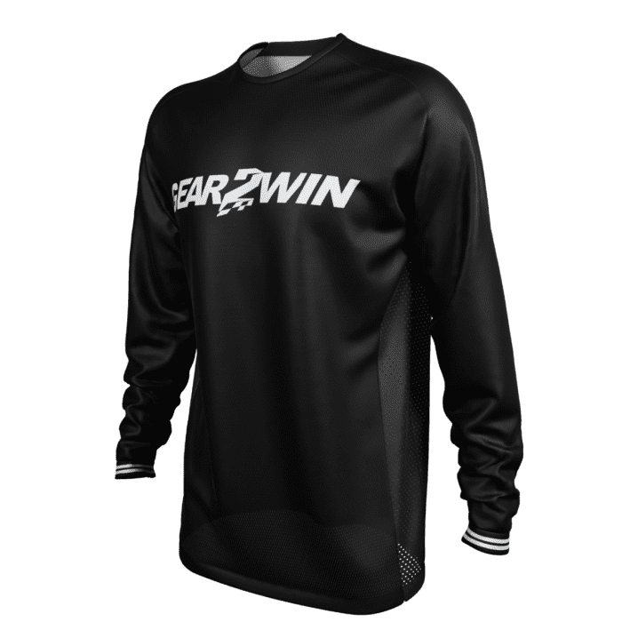 Motocross-Shirt Gear2win Schwarz Weiss