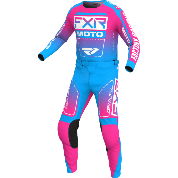 FXR Kinder Clutch Mx Cyan/E-Rosa Motocross-Kombis