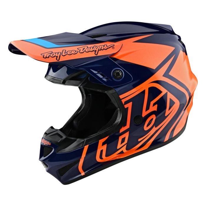Troy Lee Designs GP Motocross-Helm Overload Dunkel Blau / Orange