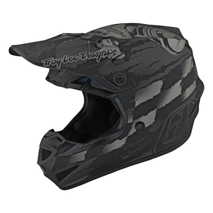 Troy Lee Designs SE4 Polyacrylite Motocross-Helm Strike Grau / Silver
