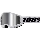 100% Motocross-Brille Strata 2 Jugend Weiss Spiegel Silber