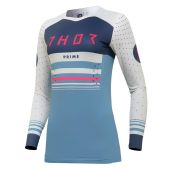 Thor Frauen Motocross-Shirt Prime Blaze Blau Grau/Vintage Weiss
