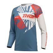 Thor Frauen Motocross-Shirt Sector Split Blau Grau/Vintage Weiss