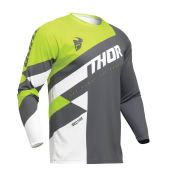 Thor Jugend Motocross-Shirt Sector Checker Grau/Grün