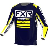 FXR Clutch Pro MX Motocross-Shirt Dunkel Blau/Weiss/Gelb