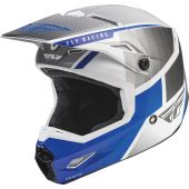 Fly Racing Helm Ece Kinetic Drift Blau-Holzkohle-Weiß