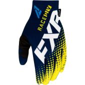 FXR Pro-Fit Lite MX Motocross-Handschuhe Dunkel Blau/Weiss/Gelb