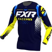 FXR Revo MX Motocross-Shirt Dunkel Blau/Weiss/Gelb