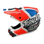 Troy Lee Designs SE4 Polyacrylite MIPS Motocross-Helm Quattro orange/Blau Jugend L | 52-53cm